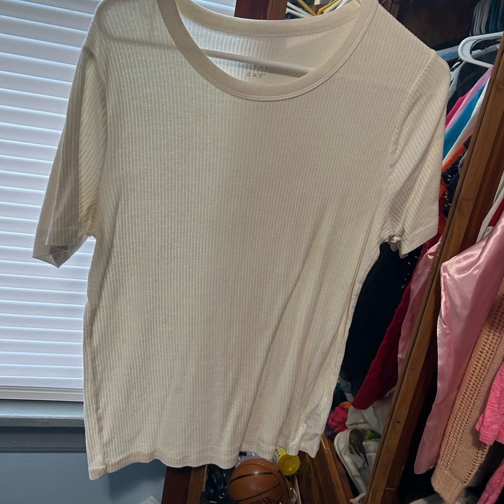 Cream Ribbed Women's Top